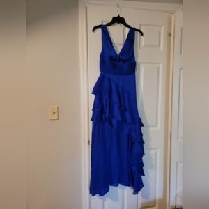 NWT- Elegant Blue Ruffled Women's Dress-HOMECOMING DANCE